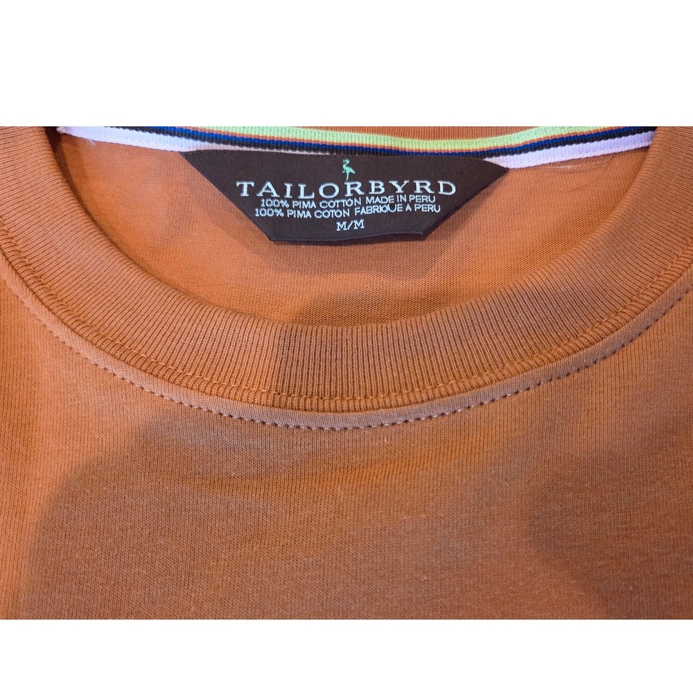 Tailorbyrd Shirt Pima Cotton Long Sleeve Crew Neck Regular Orange Preppy Men M - Picture 2 of 12